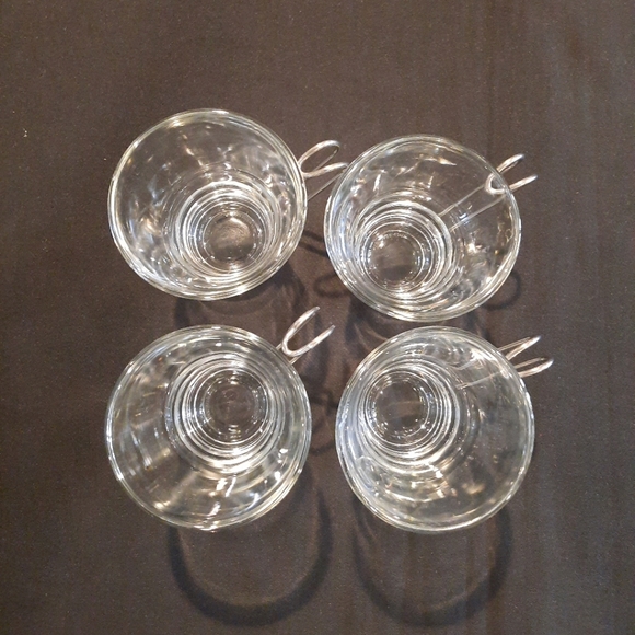 Bormioli Rocco Oslo Glass Cappuccino Cups with Metal Handles ~ Set of 4 - Picture 6 of 8